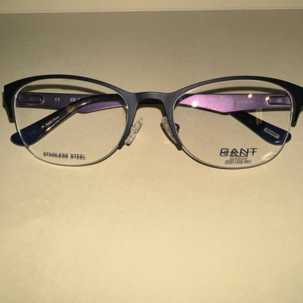 Stainless Steel Black & Purple Eyeglasses New